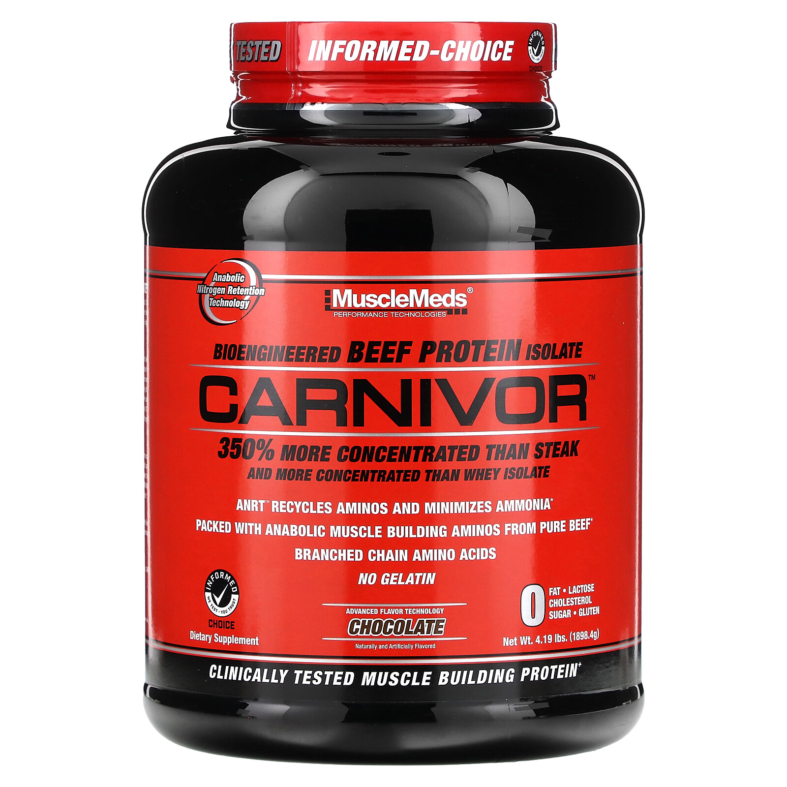 Carnivor, Bioengineered Beef Protein Isolate, Chocolate, 4.19 lbs (1898.4 g)
