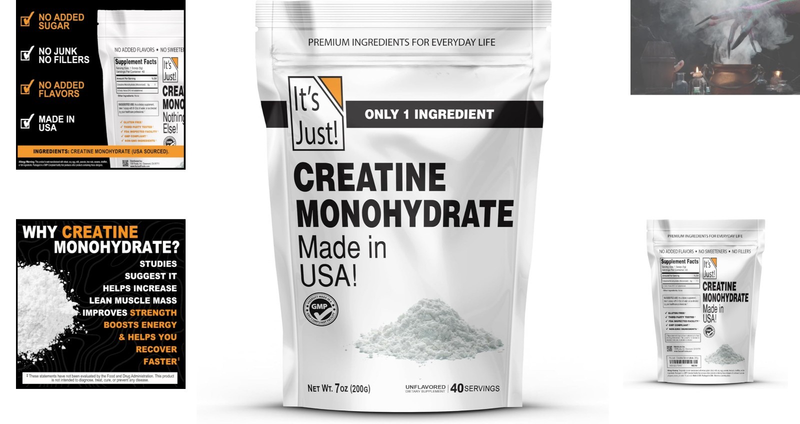 Pure Creatine Monohydrate – 5g Serving, 3rd Party Tested, 200g Total, No Fillers