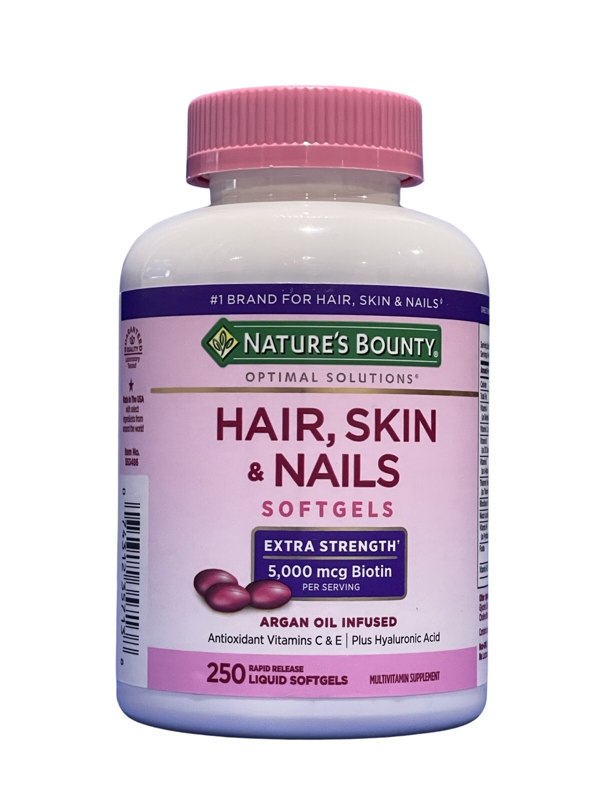 Nature’s Bounty HAIR SKIN and NAILS Multivitamin 5000 mcg Biotin (250 Softgeles)