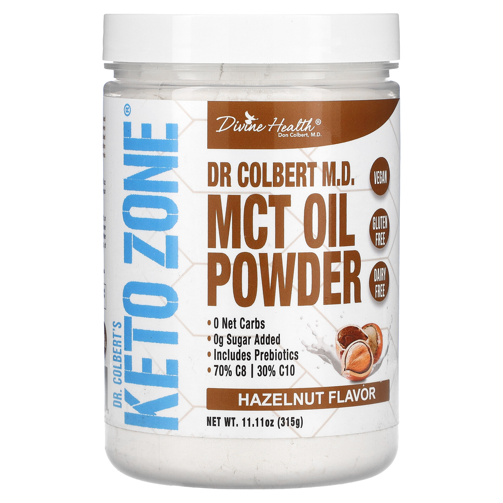 Dr. Colbert’s Keto Zone, MCT Oil Powder, Hazelnut , 11.11 oz (315 g)