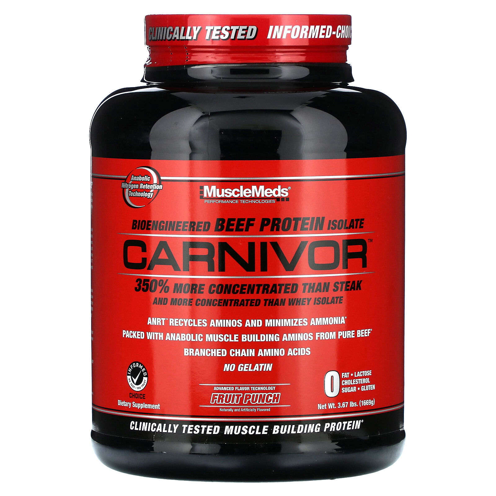 Carnivor, Bioengineered Beef Protein Isolate, Fruit Punch, 3.67 lbs (1,669 g)