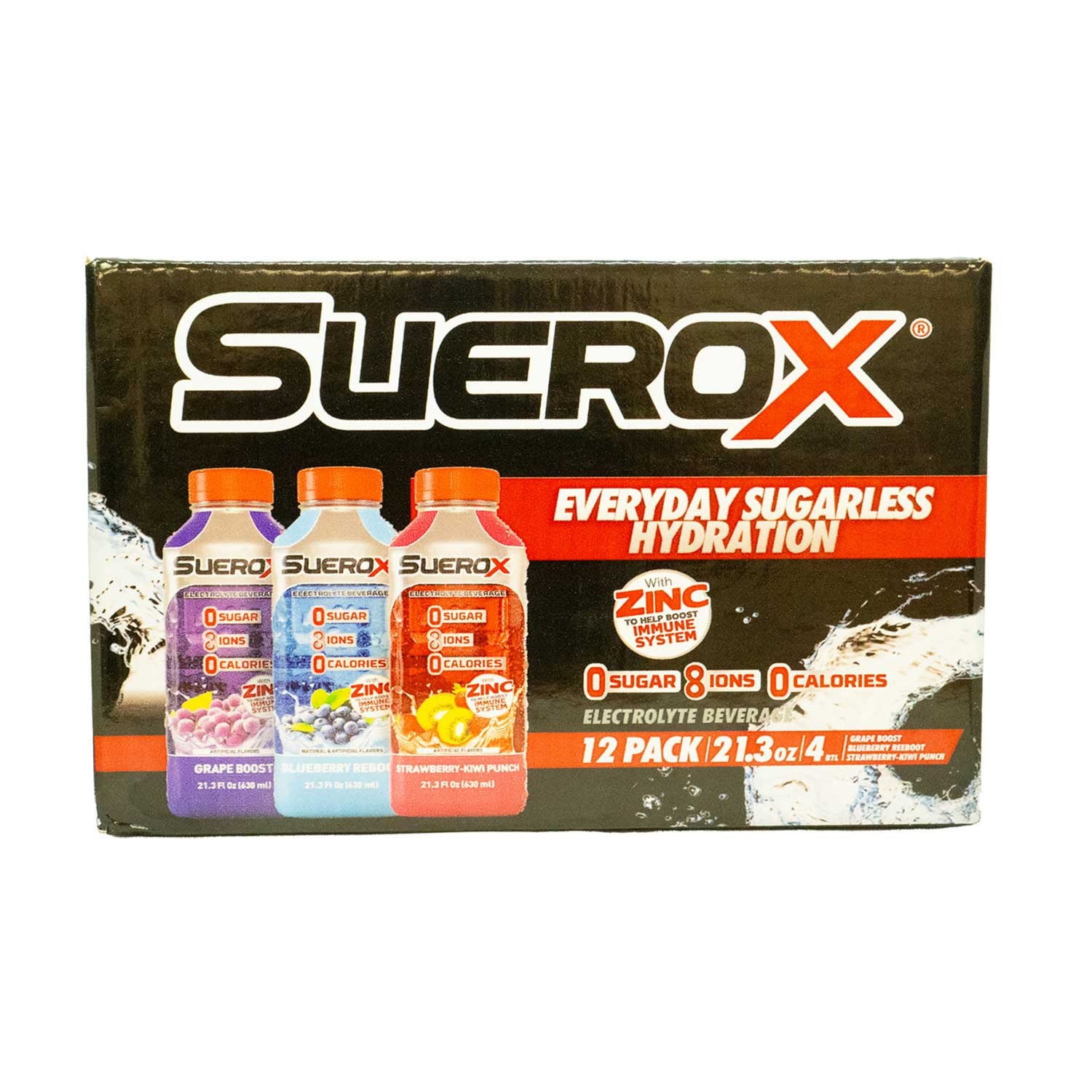 Suerox Recovery Drink Zero Sugar Variety Pack, 21.3 fl. oz., 12 pk.
