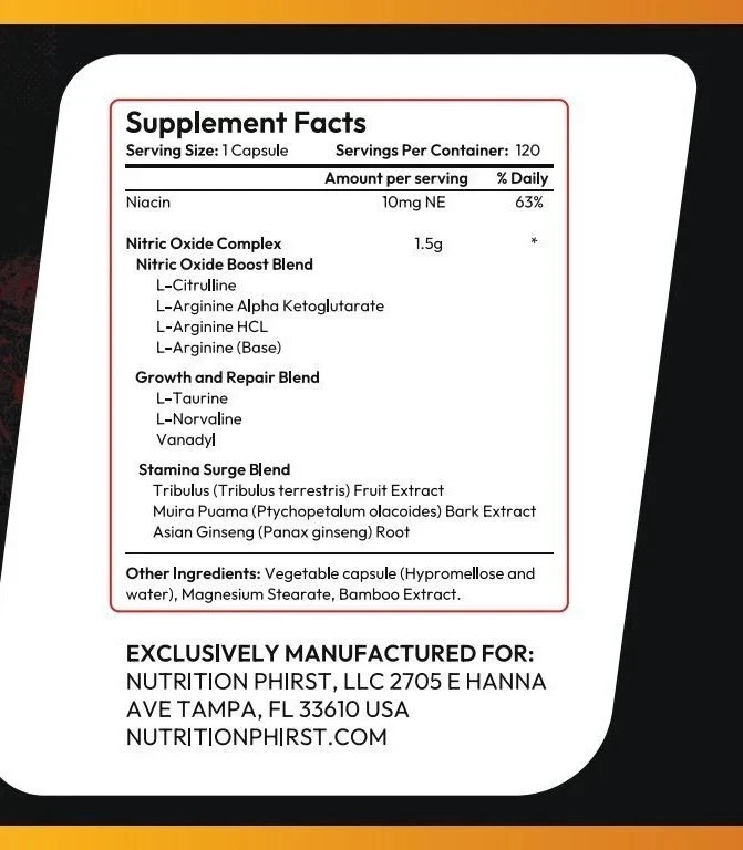 Nitric Oxide & Circulation Booster | L-Arginine, L-Citrulline | Extra Strength