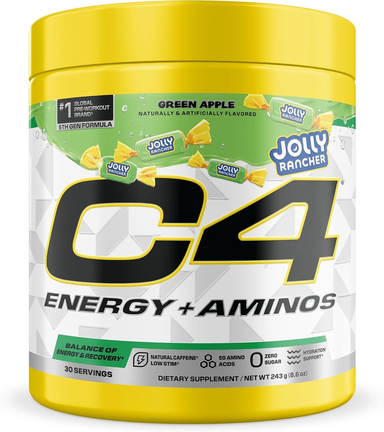 Energy and Aminos Powder 5g BCAAs EAAs Jolly Rancher Green Apple Zero Sugar 3…