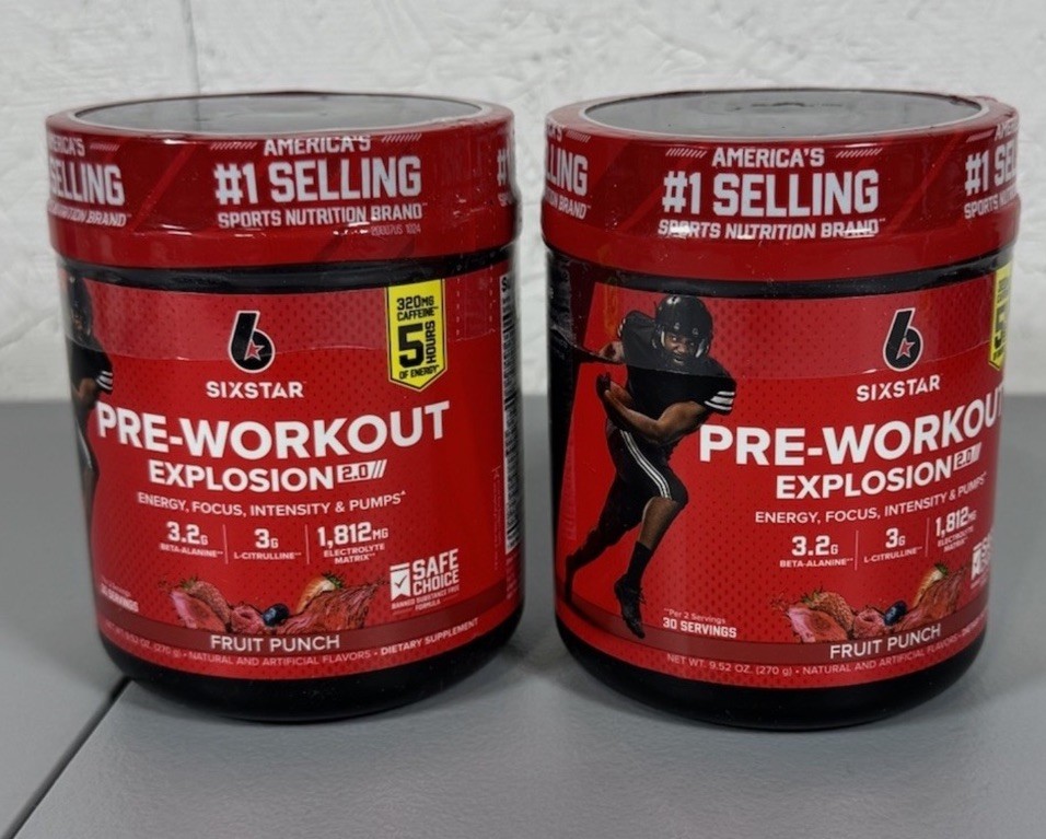 2 – New Six Star Pre-Workout Explosion 2.0 Fruit Punch – 9.52oz Each Exp. 6/5/27