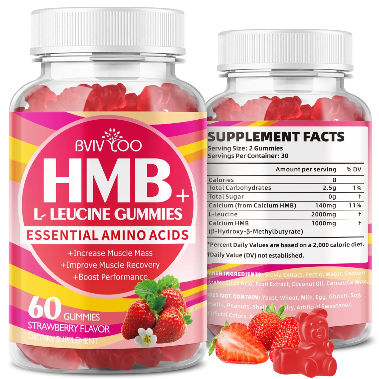 BVIVLOO HMB and L-Leucine Gummies – 3000mg Combined HMB & L-Leucine per Servi…