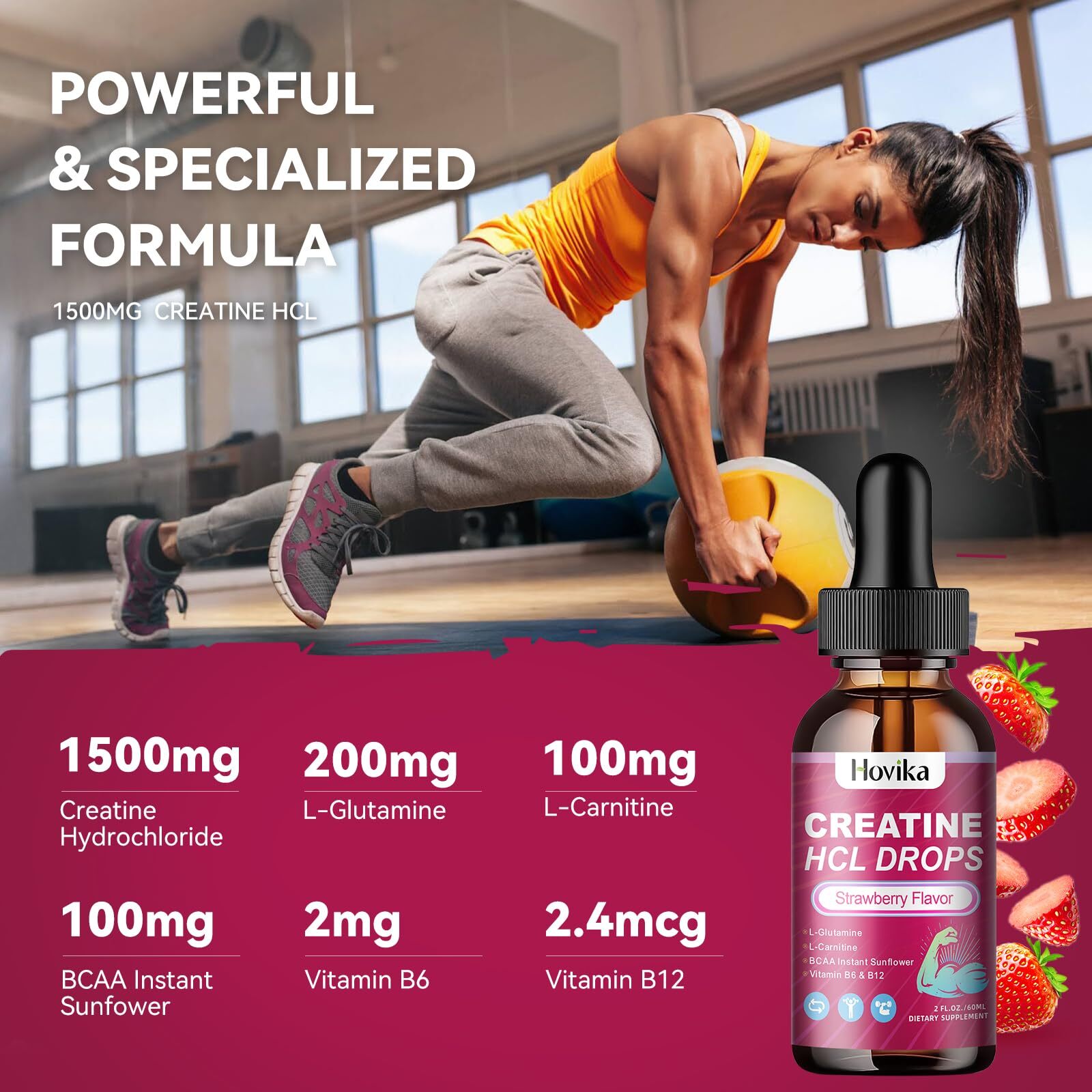 Creatine HCL Liquid Drops for Men & Women Creatine Hydrochloride with L-Carni…