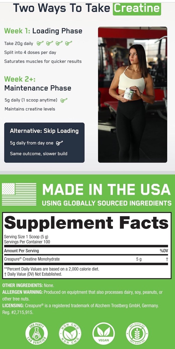 Nutricost Pure Creatine Monohydrate 500 Gram Powder Exp 09/2028 NEW