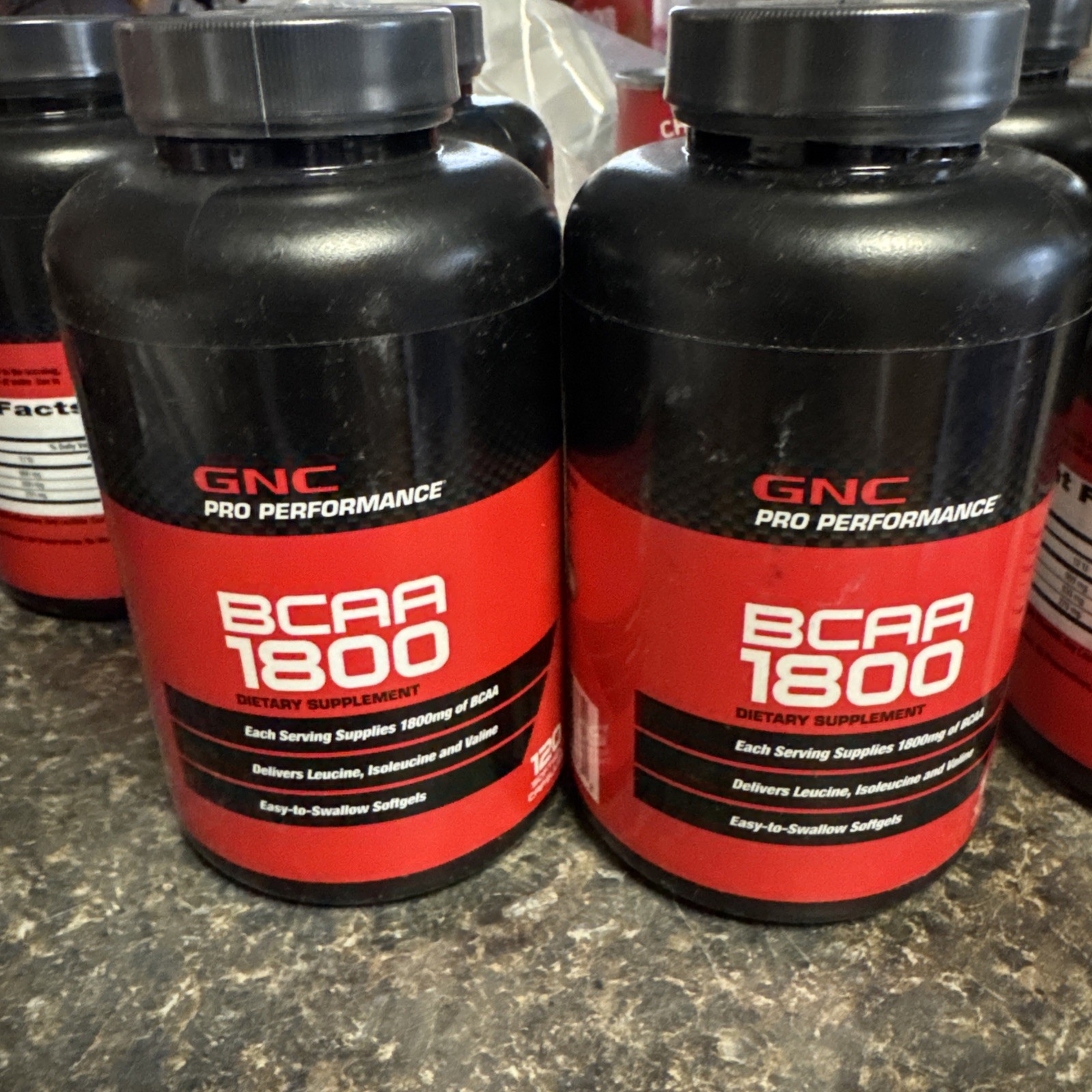 2x GNC Pro Performance BCAA 1800 Dietary Supplement, 240 gels 11/2026