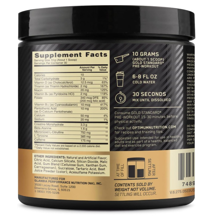 OPTIMUM NUTRITION Gold Standard Pre-Workout with Creatine Beta-Alanine and Ca…