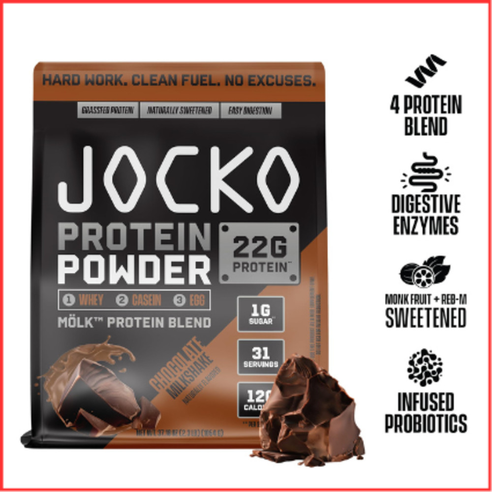 WHEY PROTEIN POWDER Muscle Growth Chocolate Milkshake 31 Servings JOCKO FUEL