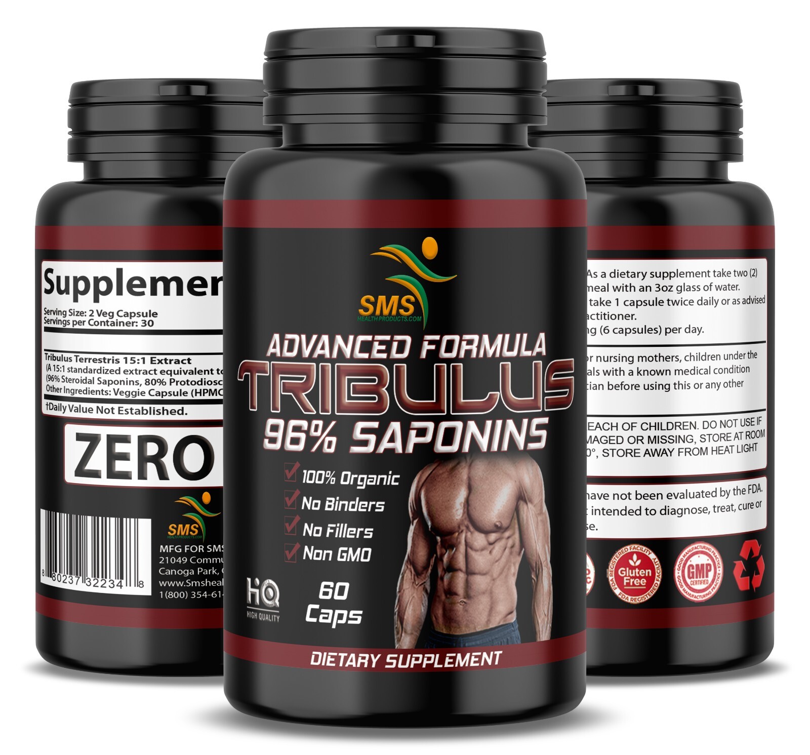 Tribulus Terrestris 3000mg Daily Extract 60 Capsules Vegan Friendly Sport Gym