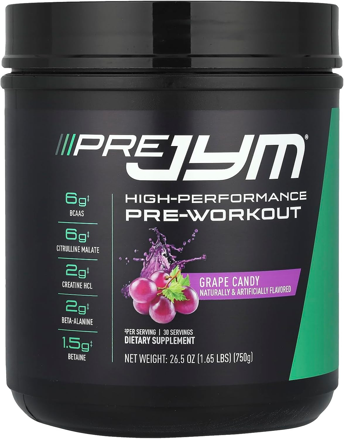Pre JYM Grape Candy 30 Servings Pre Workout BCAA Creatine Citrulline Focus