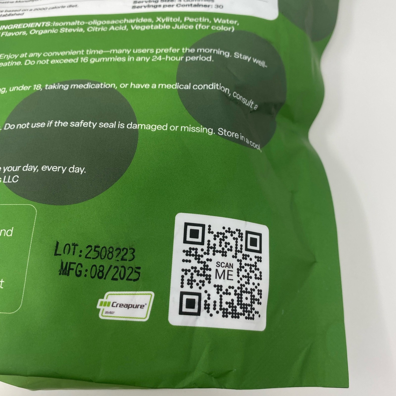 Vybrance Labs Creatine Gummies Green Apple 120ct (30 Servings)