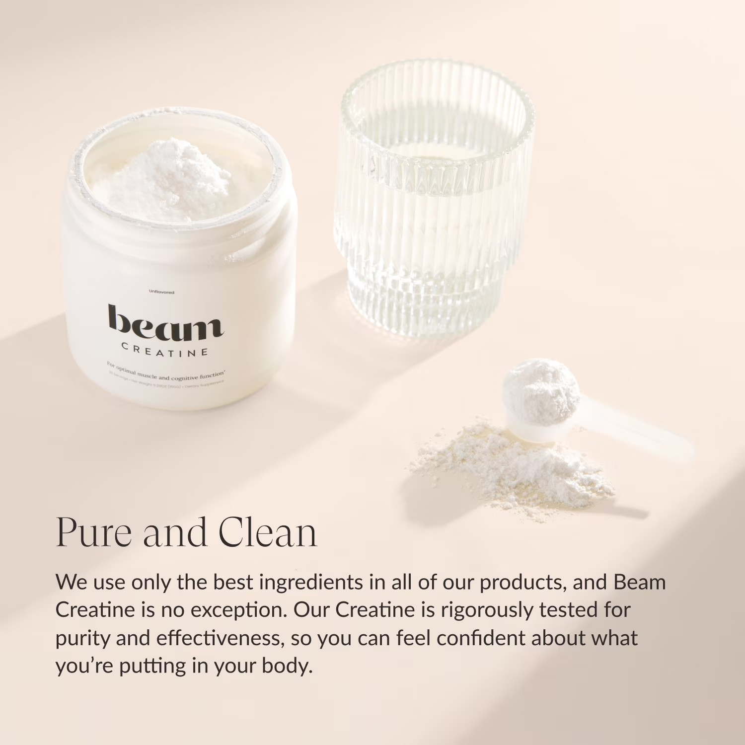 Beam Creatine Powder – Micronized, Third Party Tested Monohydrate for Strength &