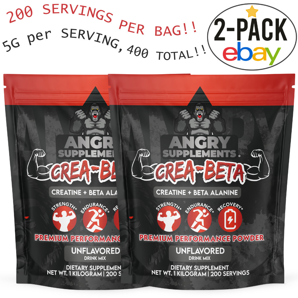 Creatine + Beta Alanine Powder 400 SERVING Mens Muscle Builder Workout Drink 2PK