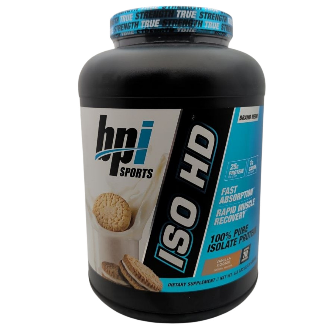 BPI Sports ISO HD Pure Isolate Protein Powder Vanilla Cookie 4.8 Lbs 70 Servings