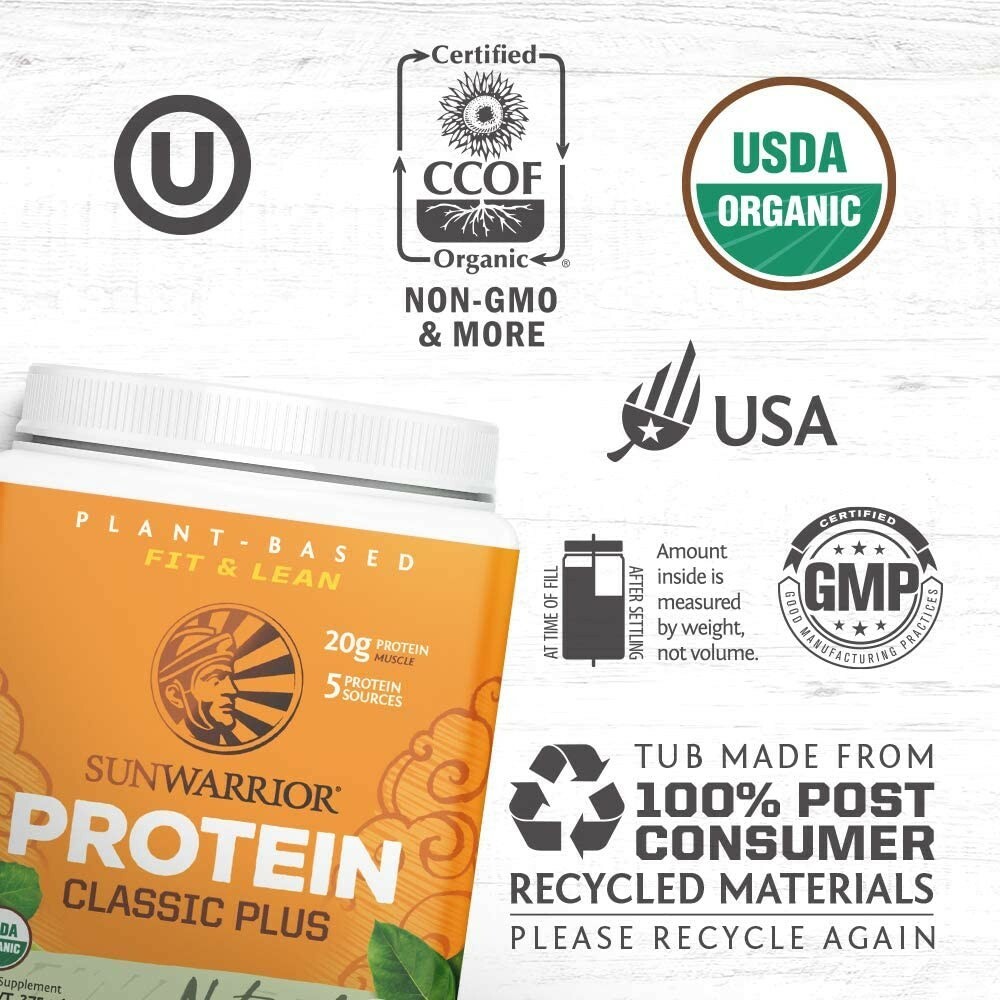 Sunwarrior Organic Classic Plus Vanilla Protein Powder, Vanilla 13.2 oz