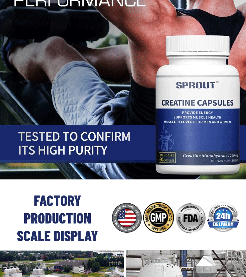 Creatine Monohydrate, 60 Capsules – 1200mg Per Serving