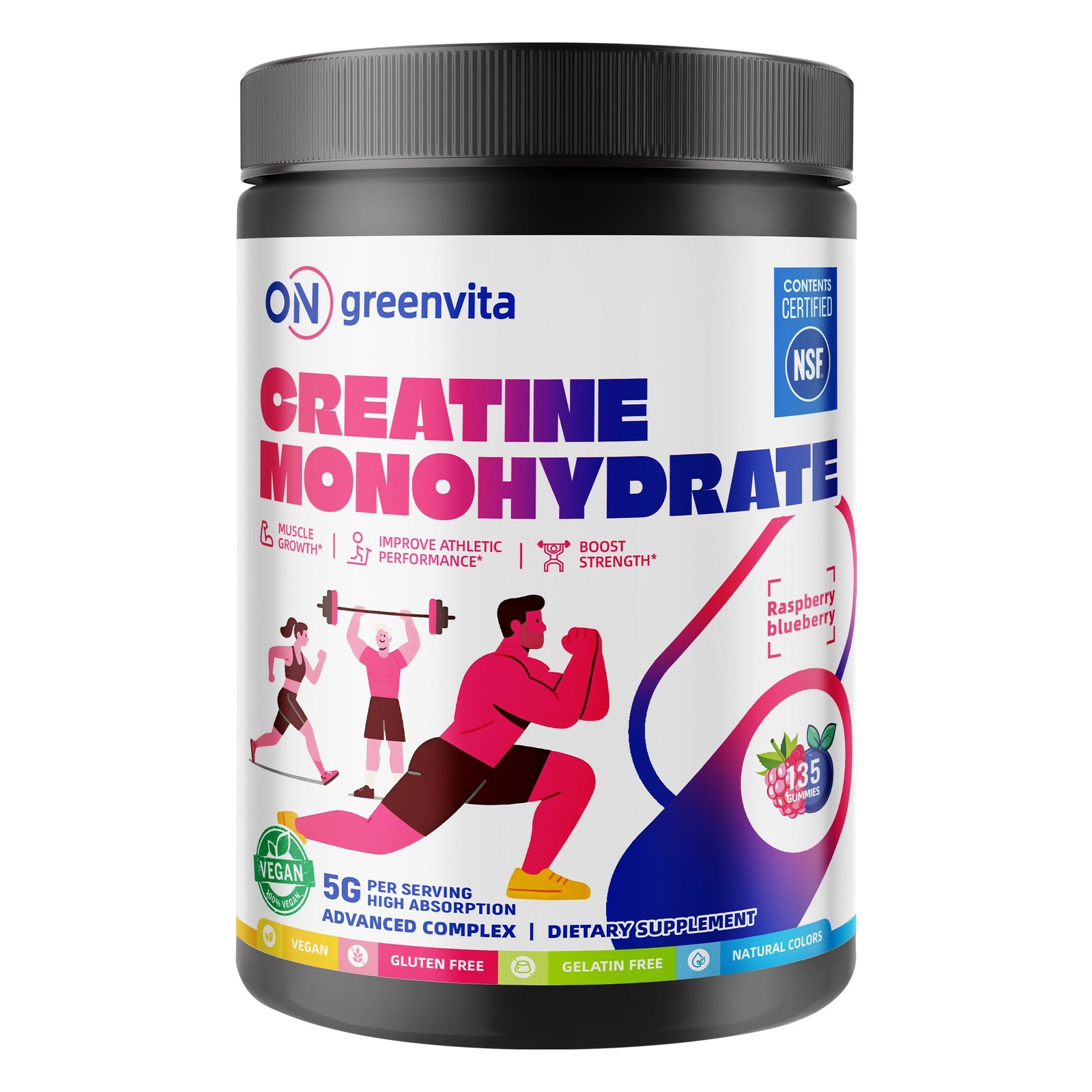 Creatine Monohydrate Gummies, NSF Certified Creatine Gummy, 5g Dose for Men a…