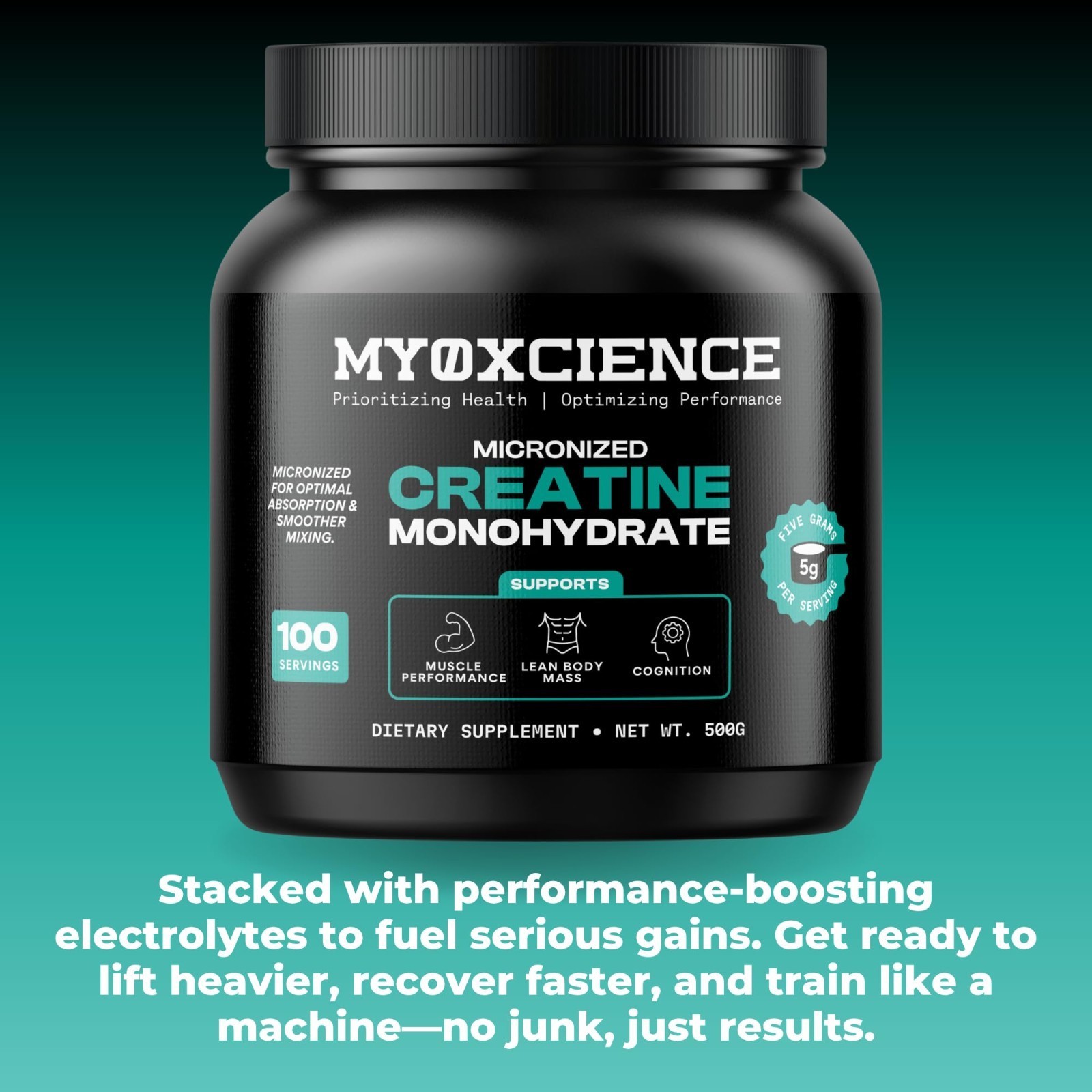 Micronized Creatine Powder for Muscle Performance, Lean Mass & Cognition – 100 S