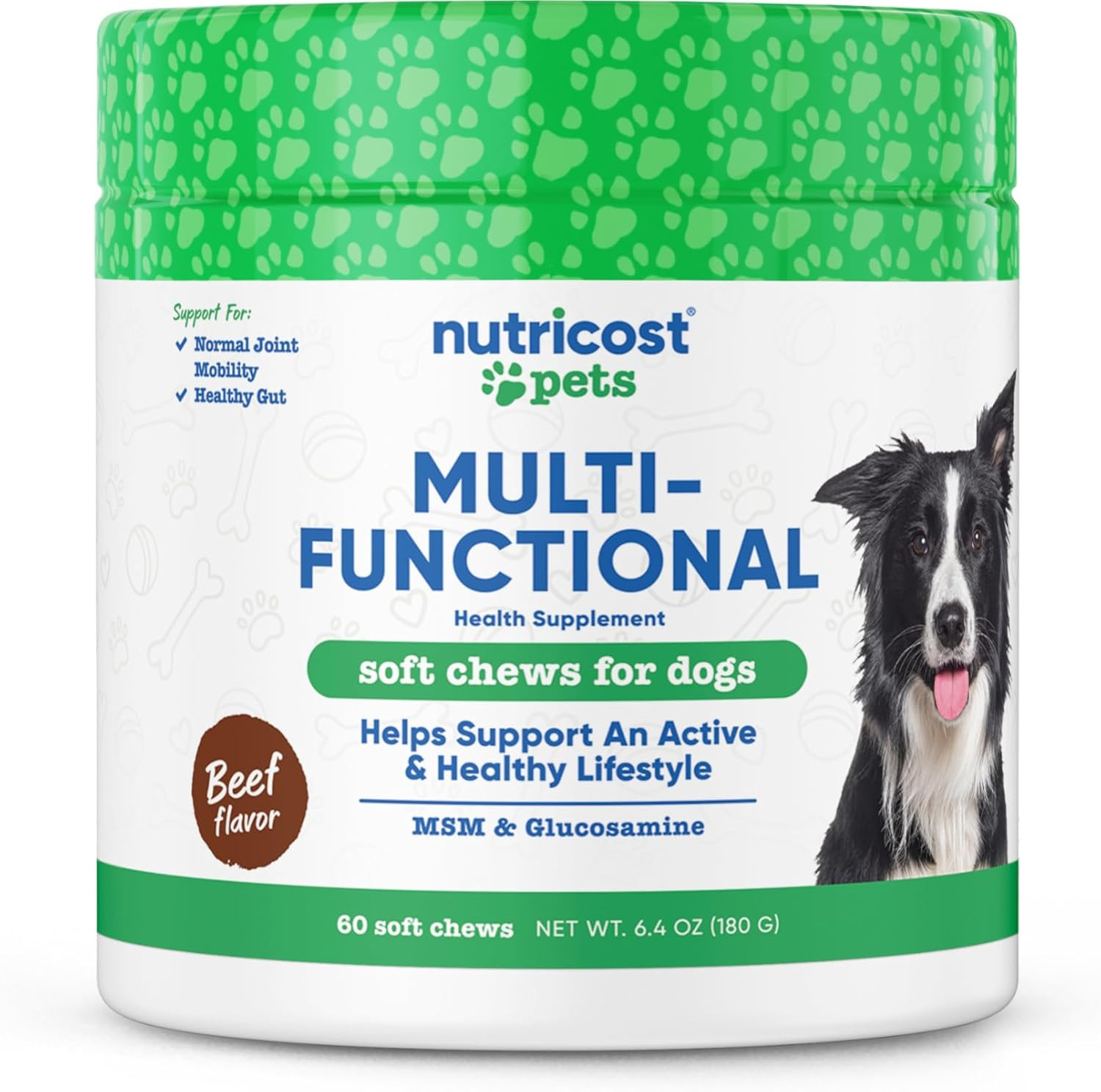 Nutricost Pets Multi-Functional Active & Healthy Soft Chews for Dogs (Beef) 60ct