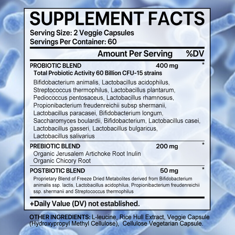 60 Billion CFU Probiotics – Daily Digestive Gut Health Supplement for Men Women
