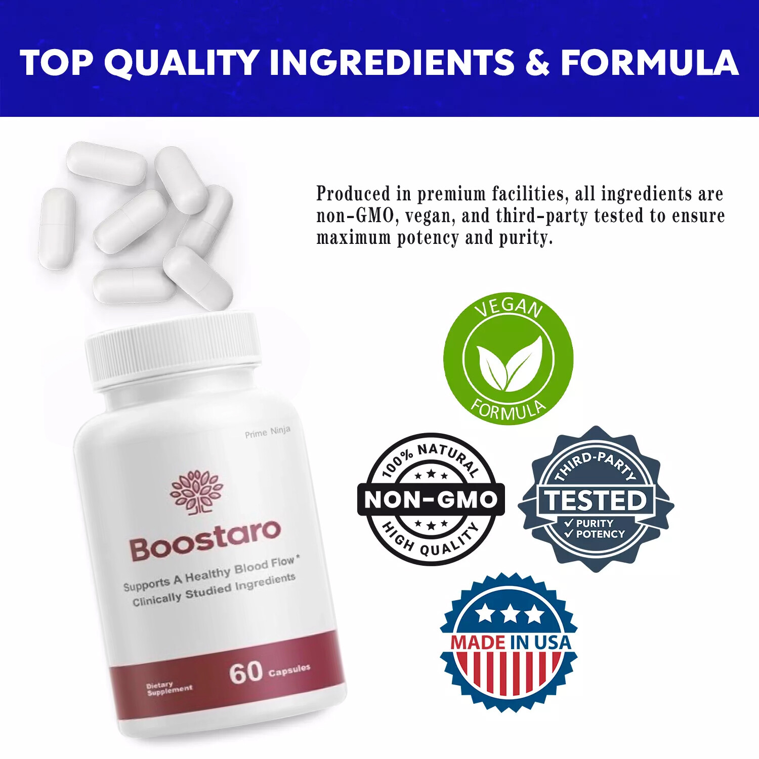 (2 Pack) Male Virility Blood Flow Supplement (60 Capsules)