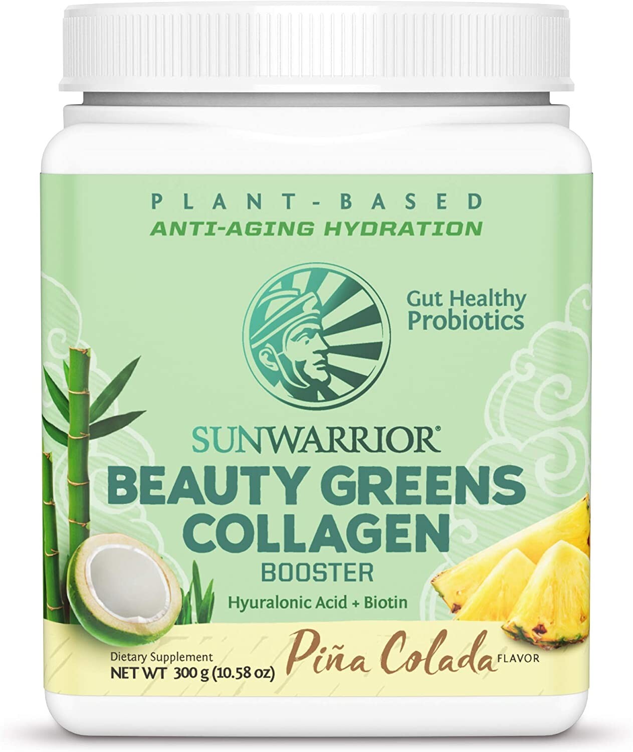 Sunwarrior Plant-Based Beauty Greens Powder Organic Pina Colada, 10.6oz