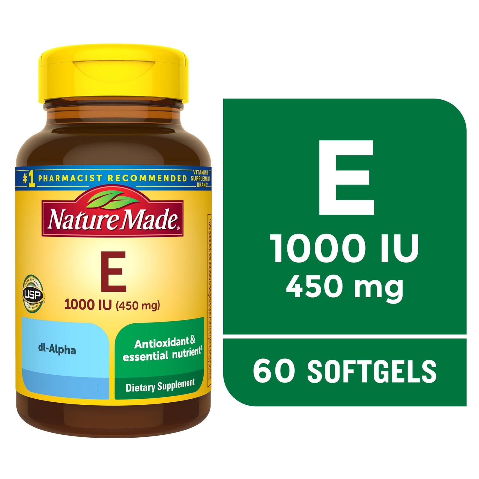 Nature Made Vitamin E 450 mg (1000 IU), 60 Softgels