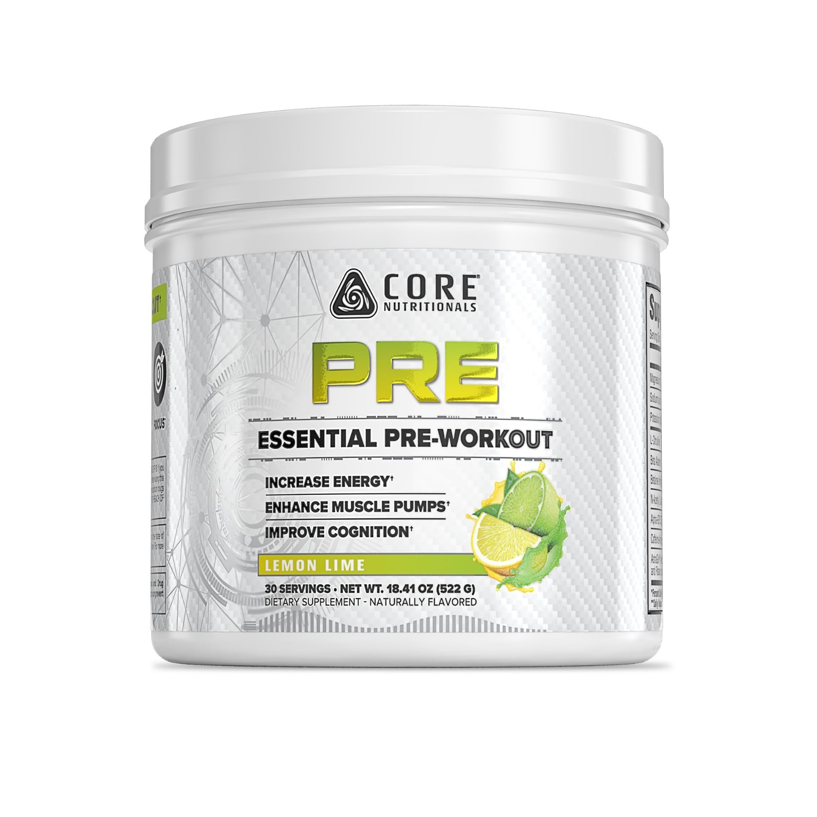 Essential Pre Workout Powder – Lemon Lime, 30 Servings | Energy Boost, Muscle Pu