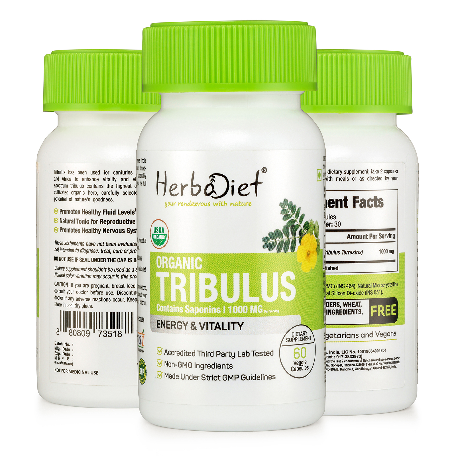 Organic Tribulus Terrestris Capsules – Muscle Booster with High Saponins