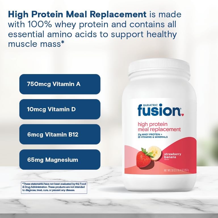 Bariatric Fusion Strawberry Banana Meal Replacement 27g Protein Powder, 21 Se…