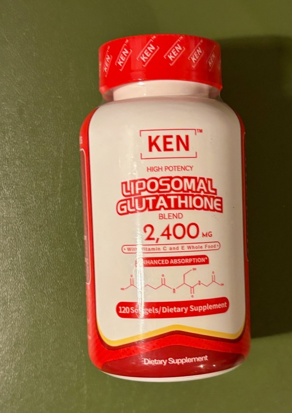 KEN High Potency Liposomal Glutathione 2400mg 120 softgels Exp 5/5/28