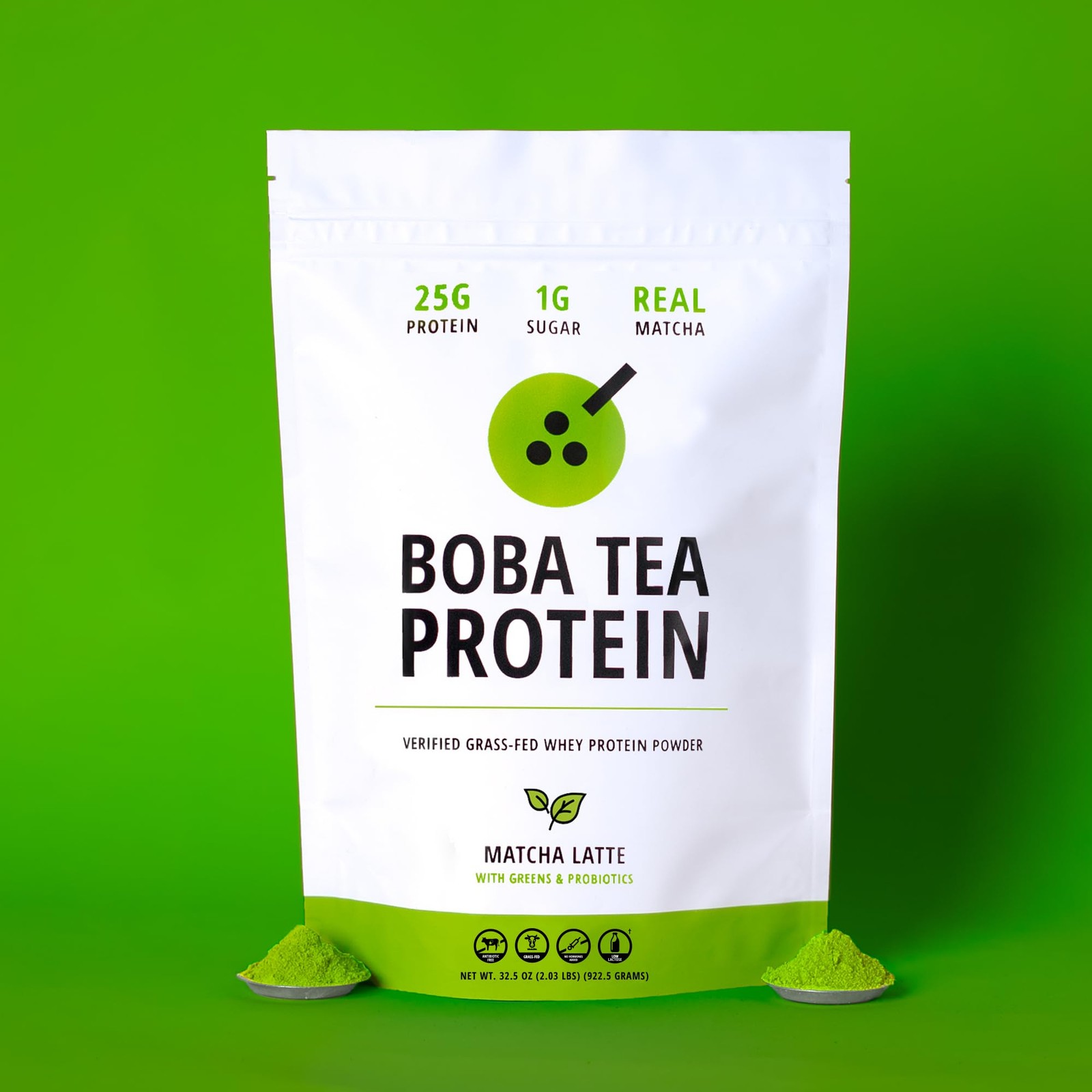 Protein Matcha Latte with 25g Grass-Fed Whey | Gluten-Free Bubble Tea