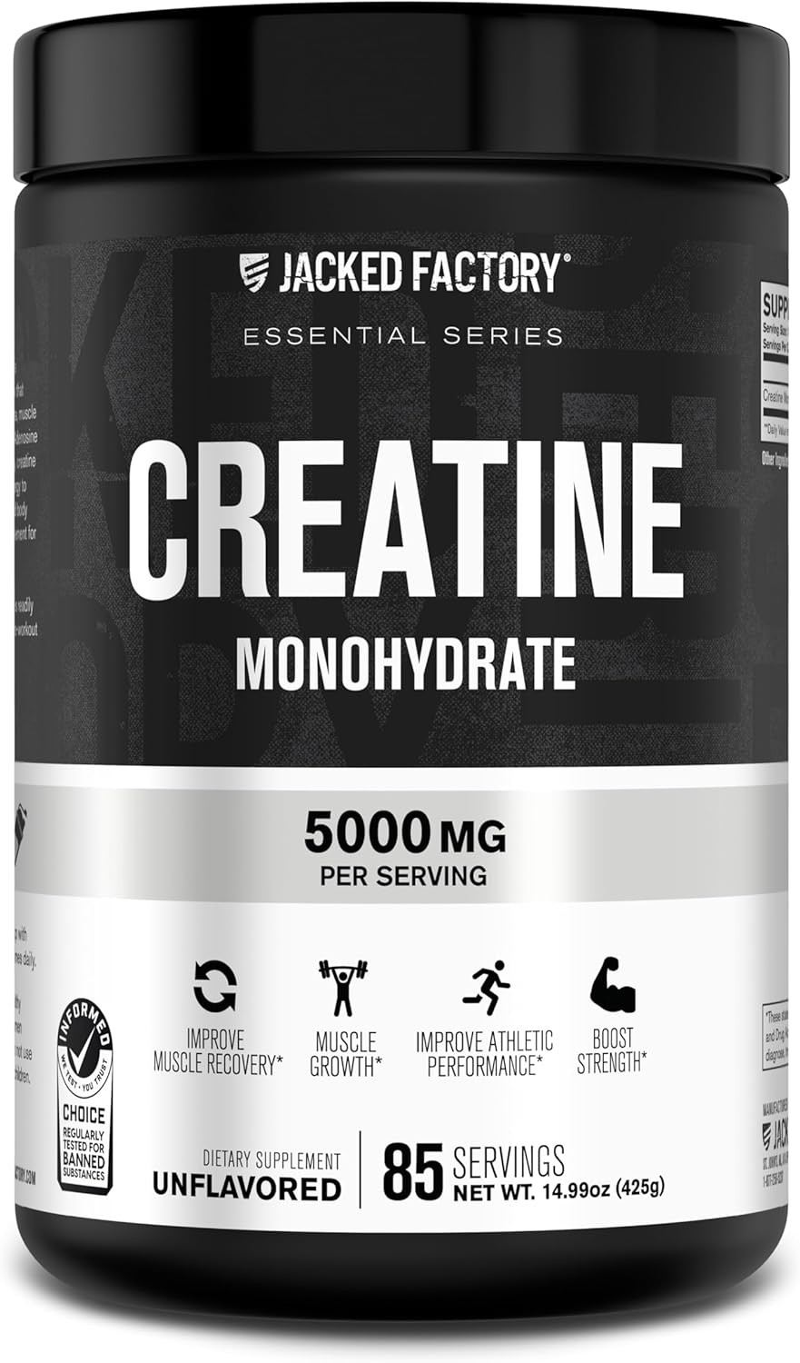 Jacked Factory Creatine Monohydrate Powder 425g – 5g Daily Creatine Supplement f