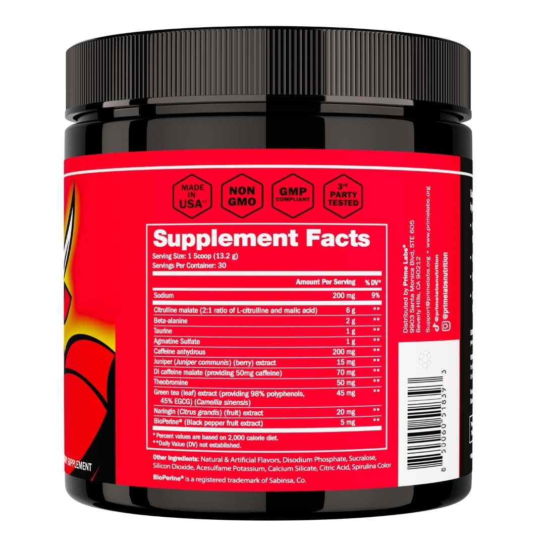 Pre Workout Powder for Men – Blue Lemonade, Citrulline Malate, Beta-Alanine, Caf