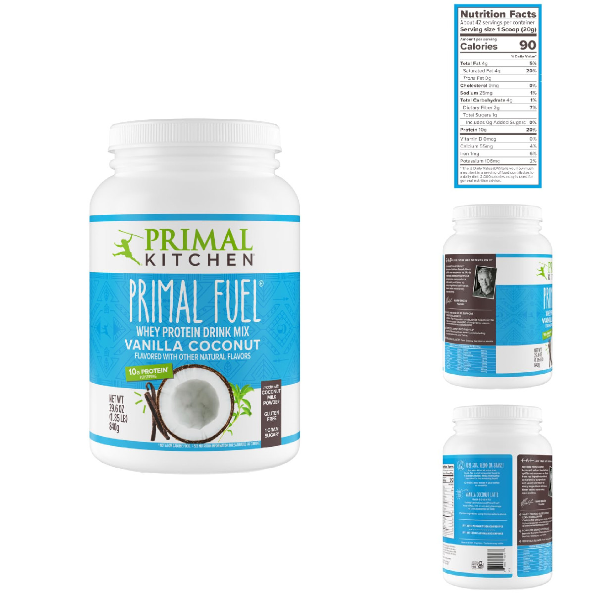 Primal Kitchen Primal Fuel Vanilla Coconut Whey Protein Drink Mix Gluten And