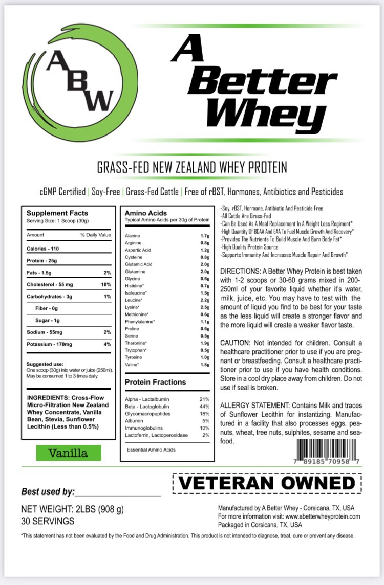 protein whey supplement vanilla bean all natural organic grass fed 30 servings