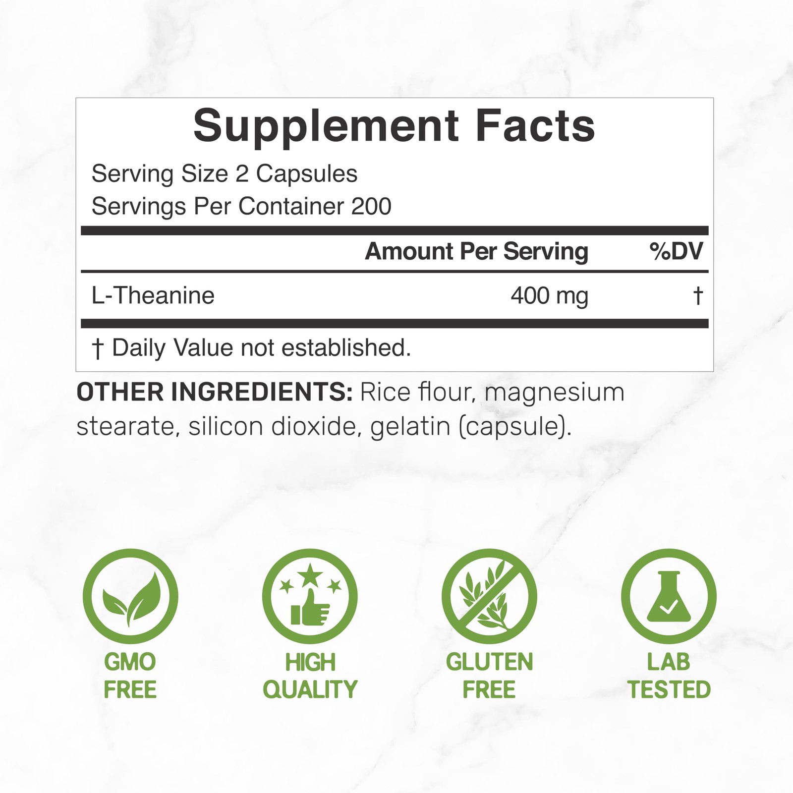 Extra Strength LTheanine Supplement 400mg, 400 Capsules 200mg Per Cap