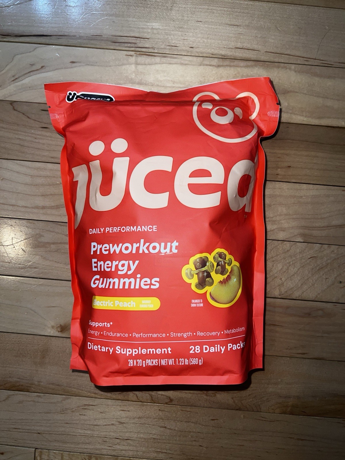 Juced Preworkout Energy Gummies Electric Peach 28 Daily Packs
