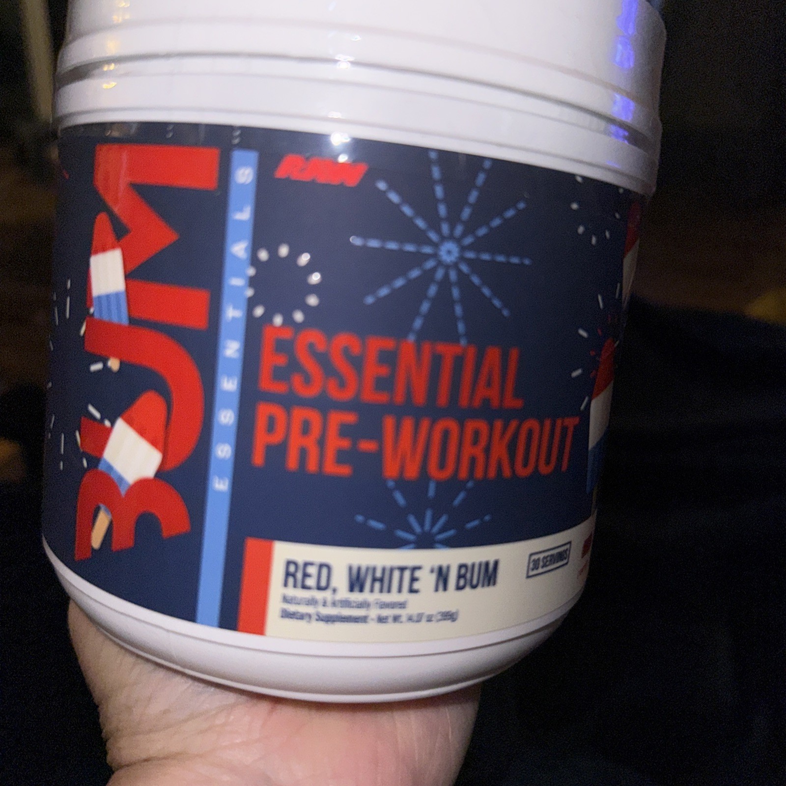 Bum Essential Pre-Workout Red White N Bum Dietary Supplement 30 Servings