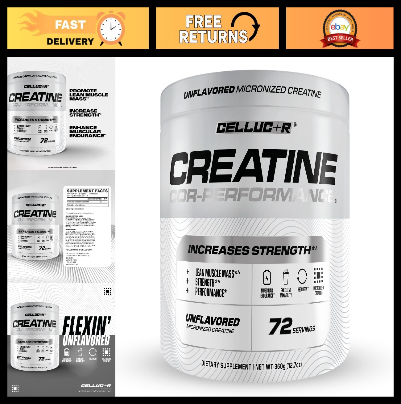 Creatine Monohydrate Powder for Strength & Muscle Growth – 72 Servings, Fuel Wor