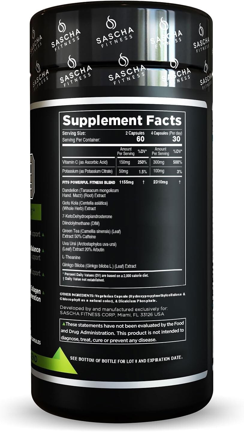 Sascha FIT 9 Fitness Fat Loss pills | Weight Loss Supplements-Vegan-120 Caps