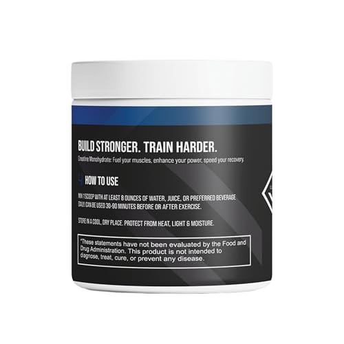 Pure Creatine Monohydrate Powder – Vegan, Gluten-Free, No Additives – 50 Serving