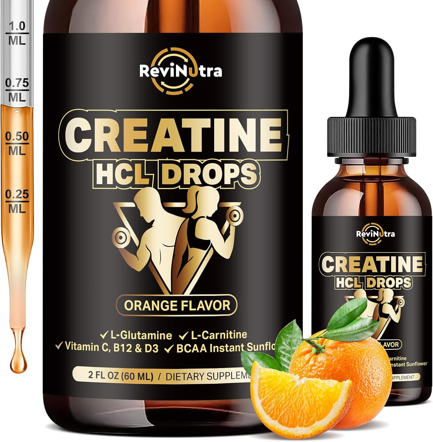 Creatine HCL Liquid Drops for Men & Women, 1500Mg Liquid Creatine Hydrochloride,