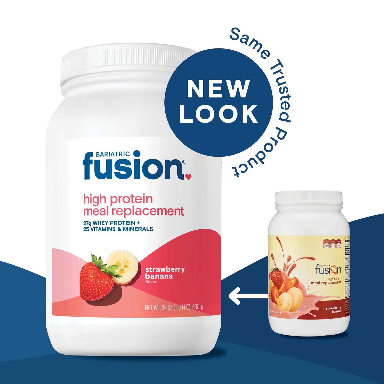Bariatric Fusion Strawberry Banana Meal Replacement 27g Protein Powder, 21 Se…