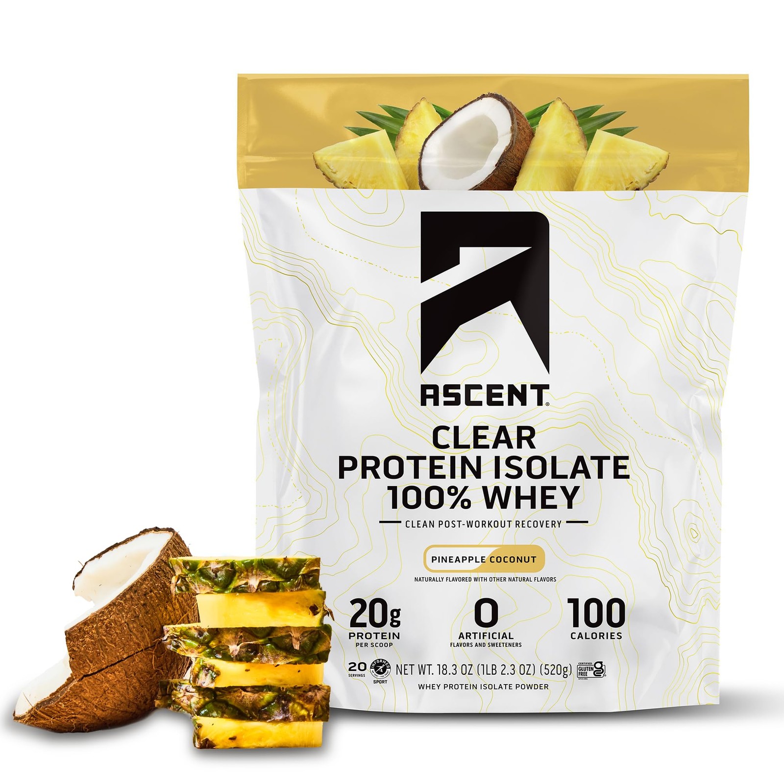 Ascent 100% Clear Whey Protein Powder – Post Workout Whey Protein Isolate, Zero