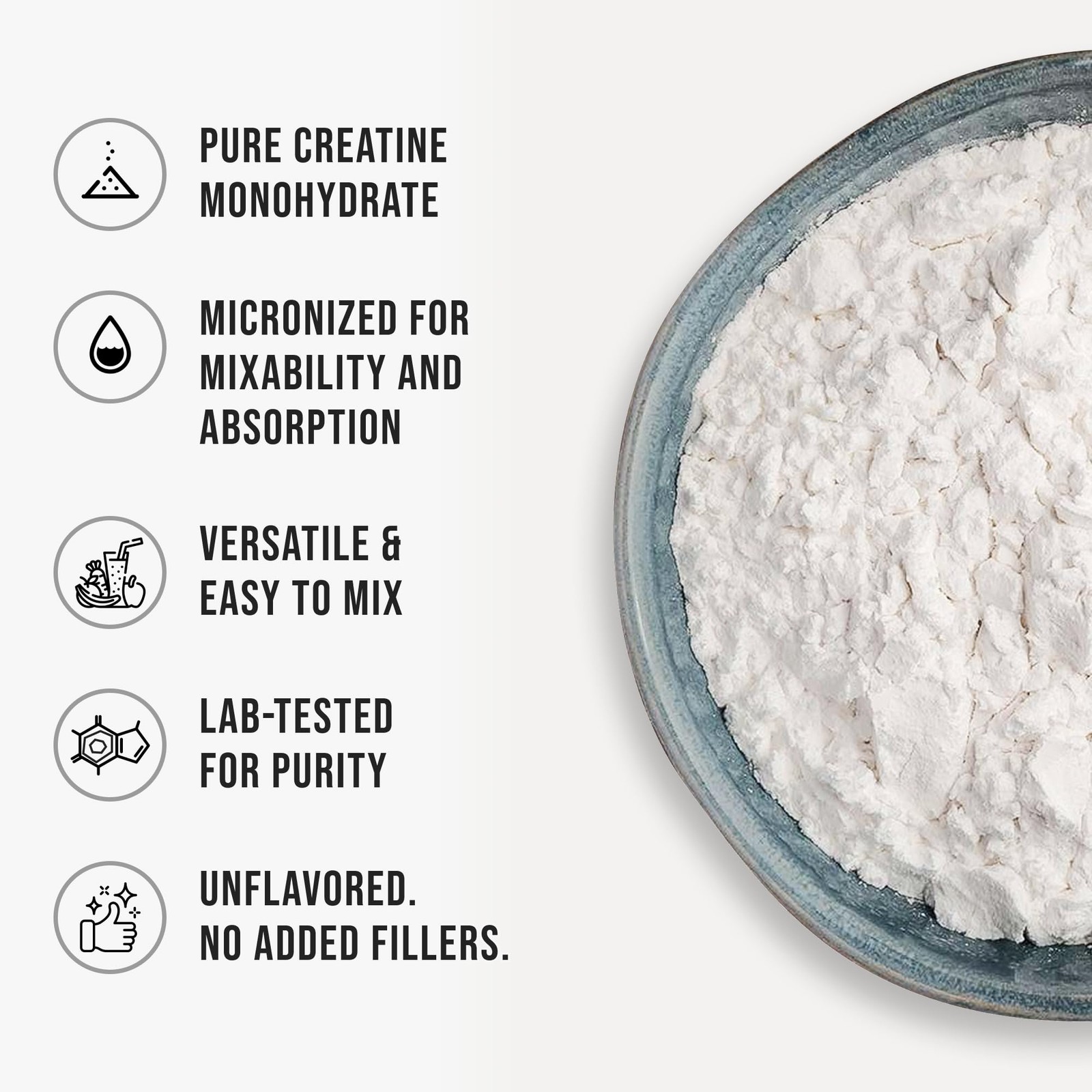 Creatine Monohydrate Powder, 525g, Micronized & 1.16 Pound (Pack of 1), White