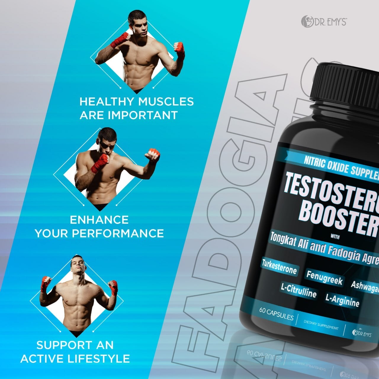 (1 Pack) Testosterone Supplement Booster Capsules Blood Flow Nitric Oxide